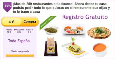 WEB CON CUPONES DESCUENTO PARA RESTAURANTES DE TODA ESPA�A. 