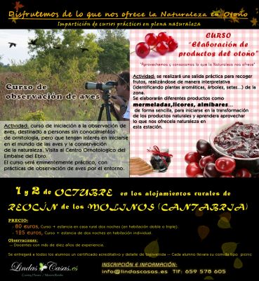 curso en la naturaleza de ornitologia inicial y elaboraci�n de productos artesanales