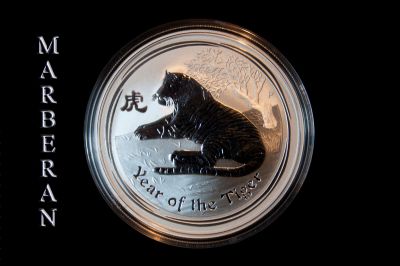 MONEDA DE PLATA DEL HOROSCOPO A�O CHINO DEL TIGRE