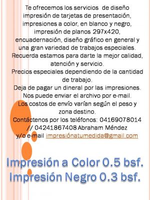 IMPRESIONES A COLOR Y EN NEGRO