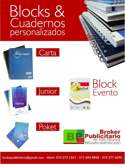 Cuadernos corporativos y publicitarios, talis; blocks
