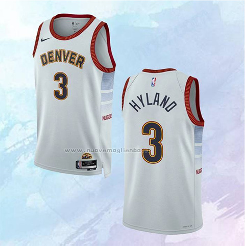 NO 3 Nahshon Hyland Camiseta Denver Nuggets Ciudad Blanco 2022-23