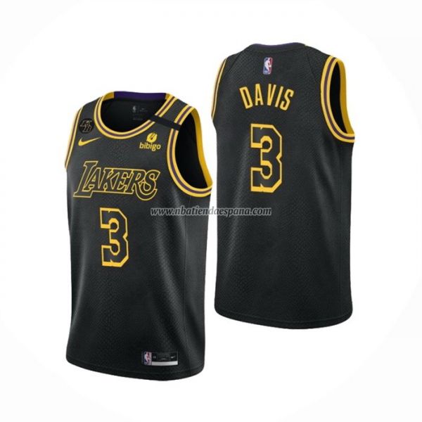 Camiseta Los Angeles Lakers Anthony Davis NO 3 Mamba 2021-22 Negro