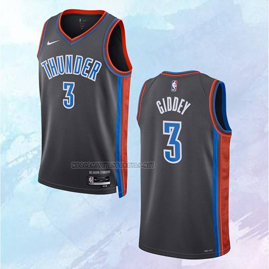 NO 3 Josh Giddey Camiseta Oklahoma City Thunder Ciudad Gris 2022-23