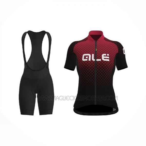 2021 Abbigliamento Ciclismo Donne ALE Rosso Nero Manica Corta e Salopette