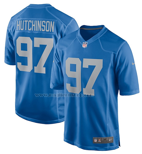 Camiseta NFL Game Detroit Lions Aidan Hutchinson 2022 NFL Draft Pick Alterno Azul