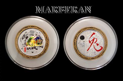 DUO DE MEDALLAS HOROSCOPO CHINO CONEJO JADE AO 2011 (60 mm)