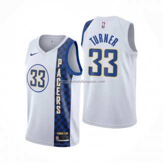 Camiseta Indiana Pacers Myles Turner NO 33 Ciudad Blanco