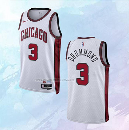NO 3 Andre Drummond Camiseta Chicago Bulls Ciudad Blanco 2022-23