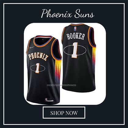 Camiseta Phoenix Suns Devin Booker NO 1 75th Anniversary 2022 Negro
