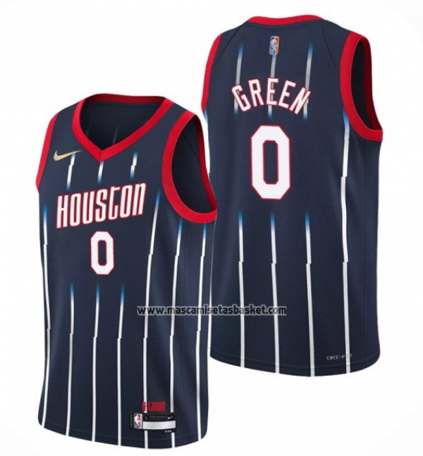 Camiseta Houston Rockets Jalen Green NO 0 Ciudad 2021-22 Azul