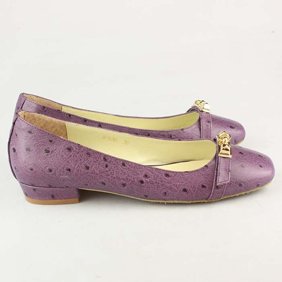 China, púrpura de impresión zapatos de cuero de avestruz planos para damas