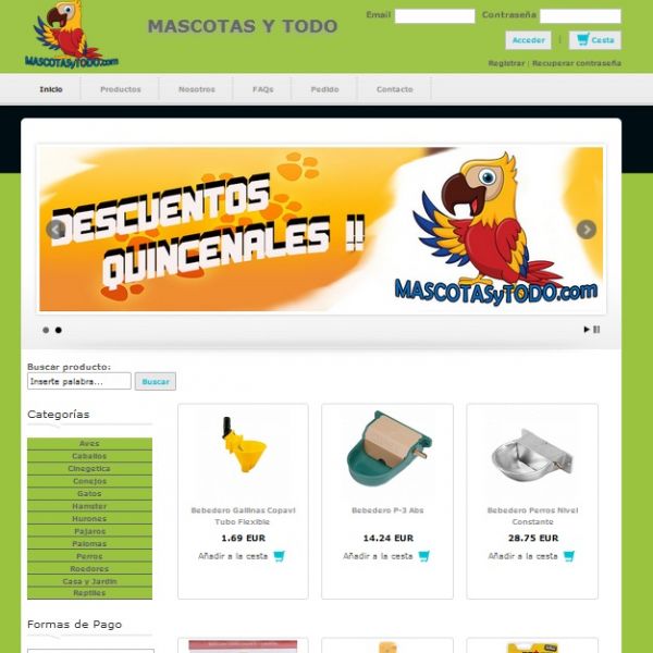 Tienda de animales www.mascotasytodo.com