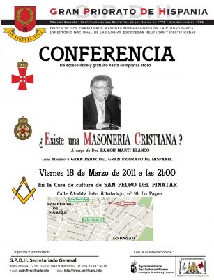 MASONERIA CRISTIANA conferencia PUBLICA que organiza el  GRAN PRIORATO DE HISPANIA